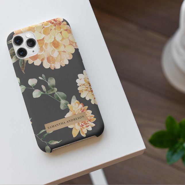 Capa Para iPhone Flores Amarelas Modernas e Presente Personalizado  (Criador carregado)