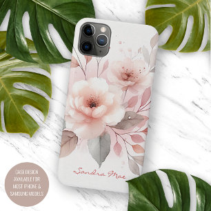 Capa Para iPhone Flores de Aquarelas Delicadas Clássicas Sofisticad