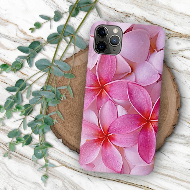 Capa Para iPhone Flores de Plumeria Havaiana, Rosa-Rosa, Chic Paste (Criador carregado)