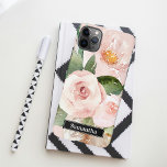 Capa Para iPhone Flores e Nome de Aquarela Rosa Modernos Pastel<br><div class="desc">Flores e Nome de Aquarela Rosa Modernos Pastel</div>