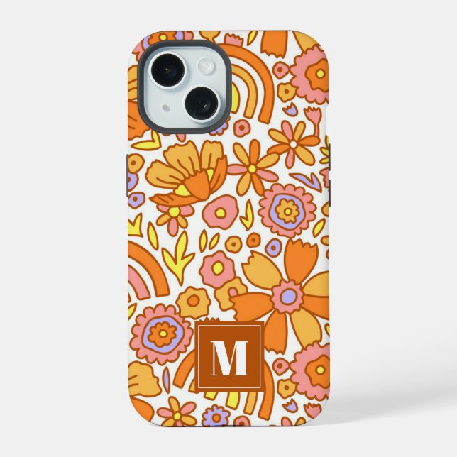 Capa para iPhone Flores Laranja Retro (Verso)