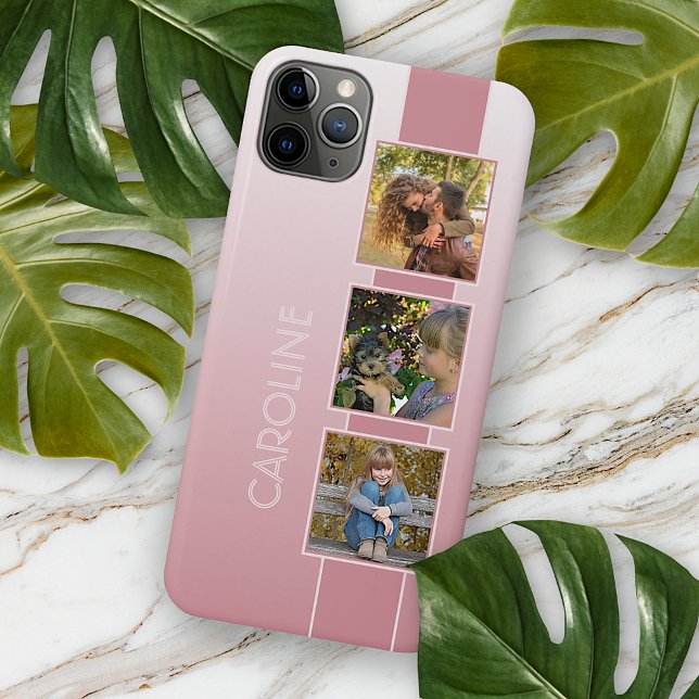Capa Para iPhone Fotografias Personalizadas no Ombre Dusty Blush Ro (Criador carregado)