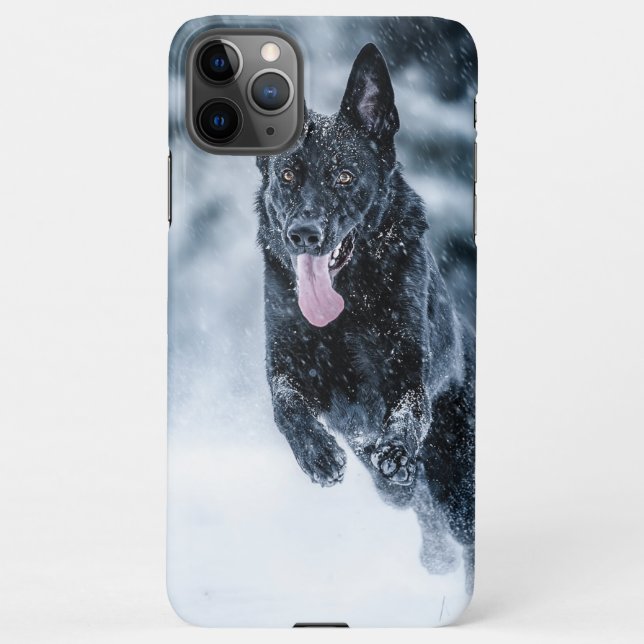 Capa Para iPhone German shepherd preto no Cobrir da escova de neve (Verso)
