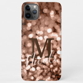 Capa Para iPhone Girly Brown Glittery Monograma - Letra