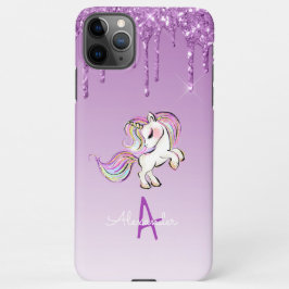 Capa Para iPhone Glitter Púrpura Unicórnio Personalizado do Orçamen