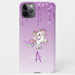 Capa Para iPhone Glitter Púrpura Unicórnio Personalizado do Orçamen