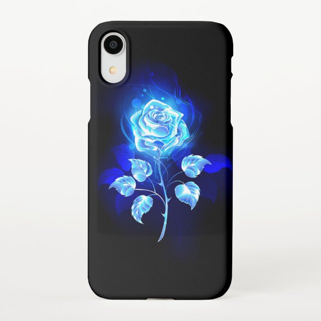 Capa Para iPhone Gravação de Rosa Azul (Verso)