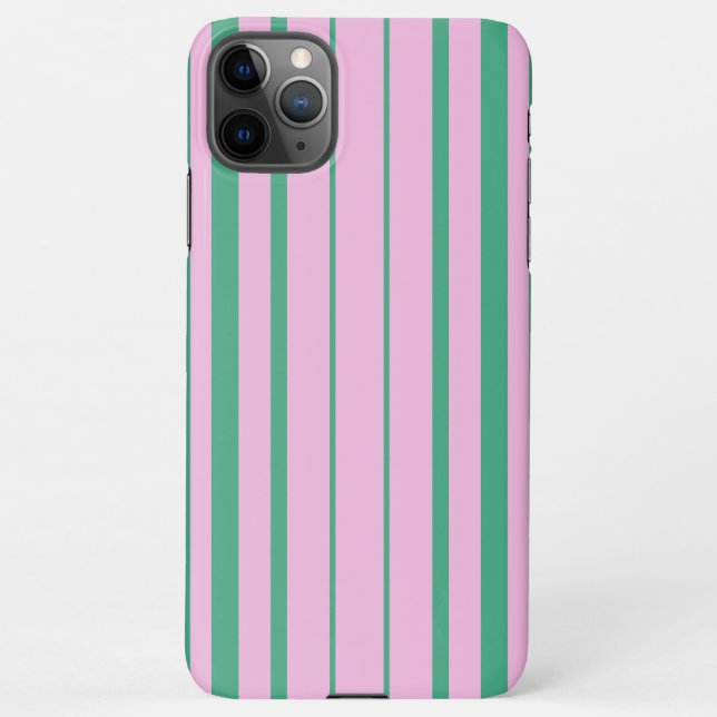 Capa Para iPhone Green Stripes and Soft Pink iPhone 11 Pro Max Case (Verso)
