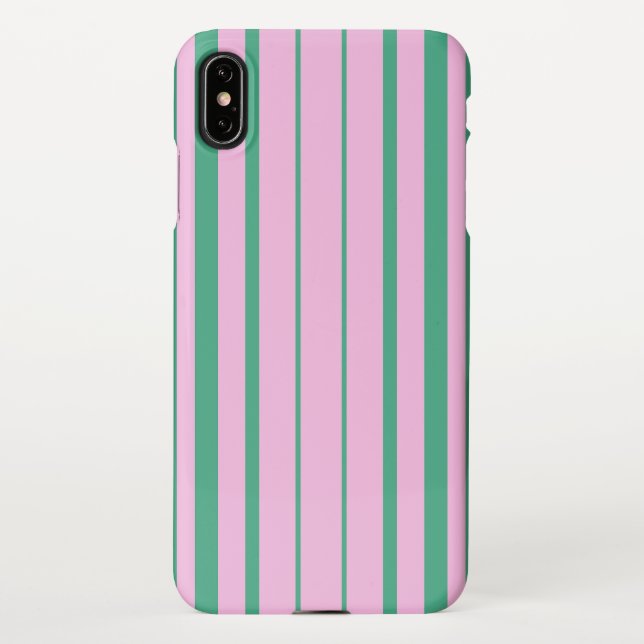 Capa Para iPhone Green Stripes and Soft Pink iPhone XS Max Case (Verso)