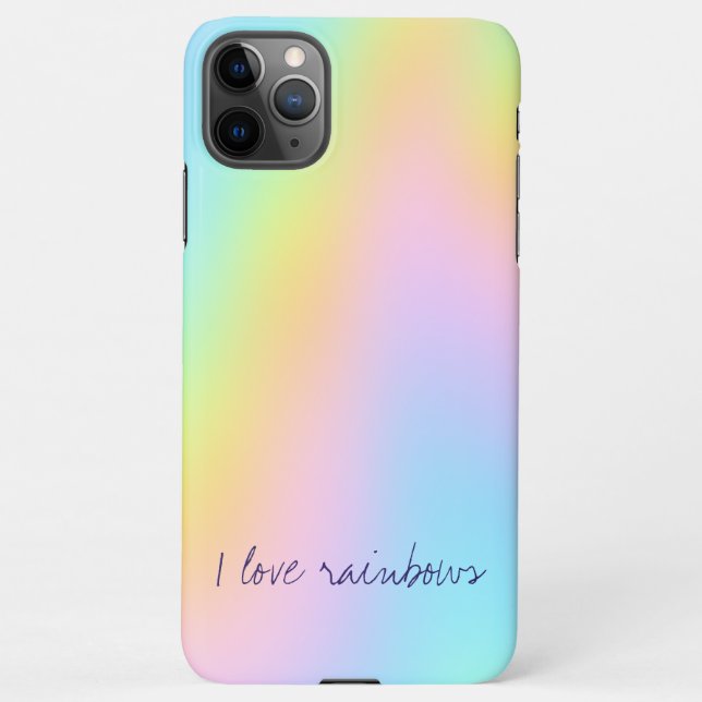 Capa Para iPhone "I Love Rainbows" Pastel Rainbow Gradient Abstrato (Verso)