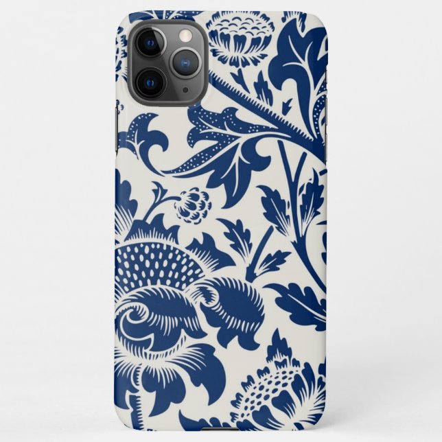 Capa Para iPhone Intricate blue floral pattern on light background (Verso)