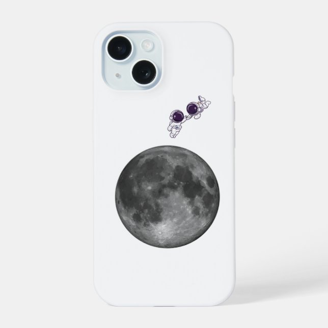 Capa para iPhone / iPad Astronauta e Lua Espaço iP (Verso)