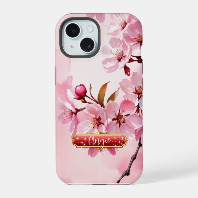 Capa para iPhone / iPad com Flor de Cerejeira Rosa (Verso)
