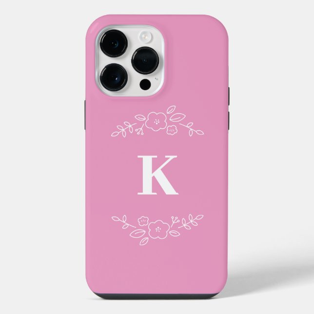 Capa para iPhone / iPad com monograma floral branc (Verso)