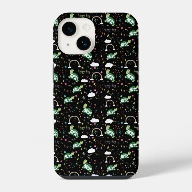 Capa para iPhone / iPad MaJk Turtle padrão "Happy  (Verso)