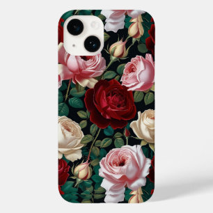 Capa para iPhone / iPad rosas vermelhas-brancas e