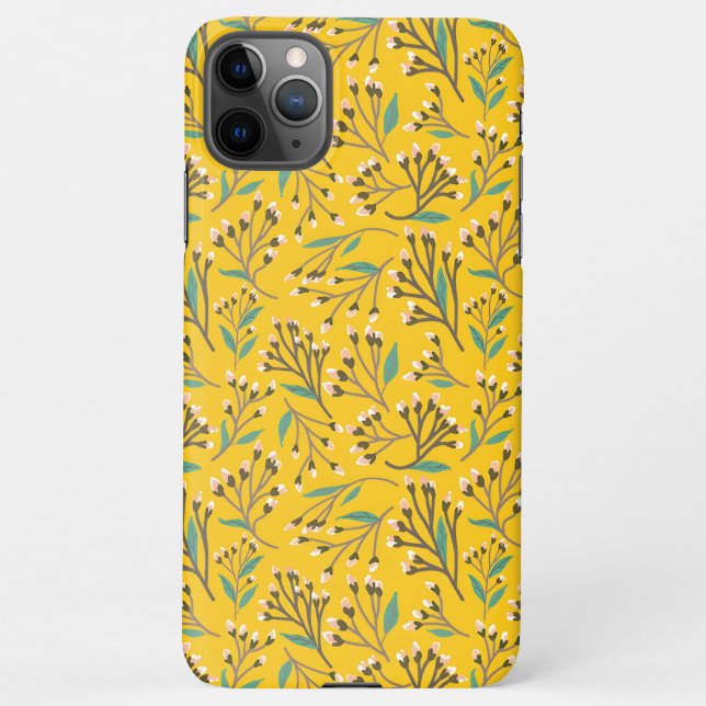 Capa Para iPhone iPhone de padrão botânico azul estilo retrô (Verso)