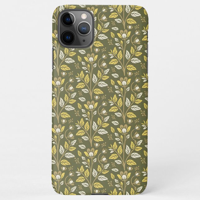 Capa Para iPhone iPhone de padrão botânico azul estilo retrô (Verso)