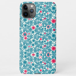 Capa Para iPhone iPhone de padrão botânico em azul estilo retrô