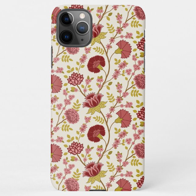 Capa Para iPhone Jacobean Floral Reds Pinks Dourado Cream (Verso)