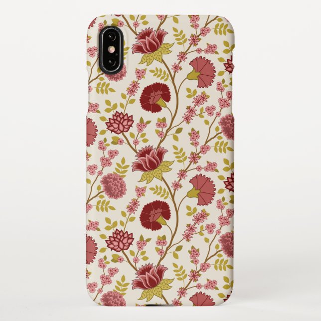 Capa Para iPhone Jacobean Floral Reds Pinks Dourado Cream (Verso)