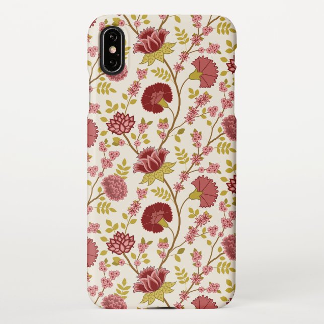 Capa Para iPhone Jacobean Floral Reds Pinks Dourado Cream (Verso)