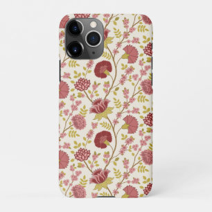 Capa Para iPhone Jacobean Floral Reds Pinks Dourado Cream