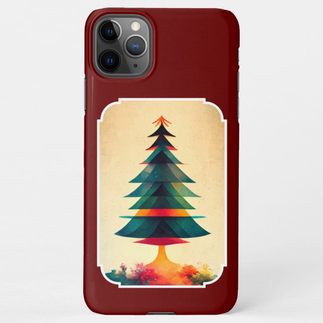 Capa Para iPhone Joyfull Christmas Tree Geométrico Artsy Design (Verso)