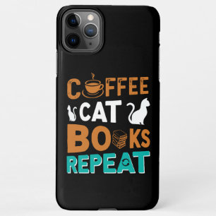 Capa Para iPhone Livros de café para gatos Repetir, ler e amantes d