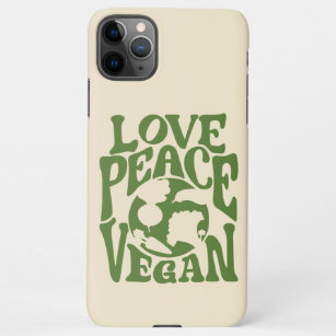 Capa Para iPhone Love Peace Vegan Slogan Vegetarian Funny