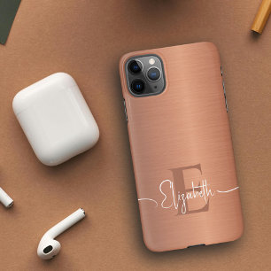 Capa Para iPhone Lúpulo de Cobre Brutado Elegante Monograma