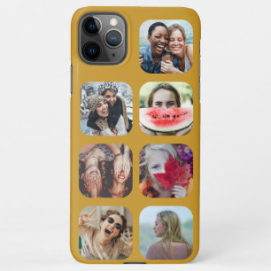 Capa Para iPhone Modelo da Praça de Colagem de Fotos Dourada 7