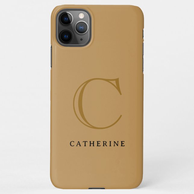 Capa Para iPhone Monograma de Script Dourado Clássico Simples (Verso)