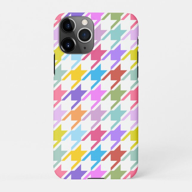 Capa Para iPhone Múltiplas cores Houndstooth+Padrão Branco Grande (Verso)