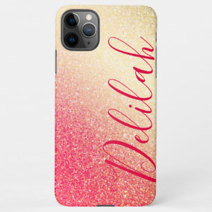 Capa Para iPhone Na moda Faux Girly Pink Glitter Personalize Name