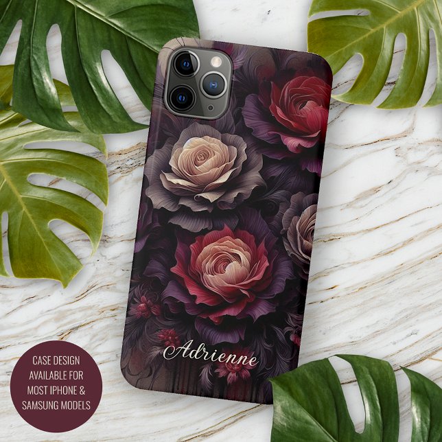 Capa Para iPhone Na moda Rosas de Belas Artes Pintura Botânica (Criador carregado)