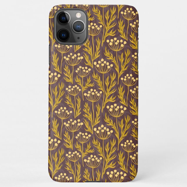 Capa Para iPhone Natural Floral Pattern: Golden Accents  Dark Canva (Verso)