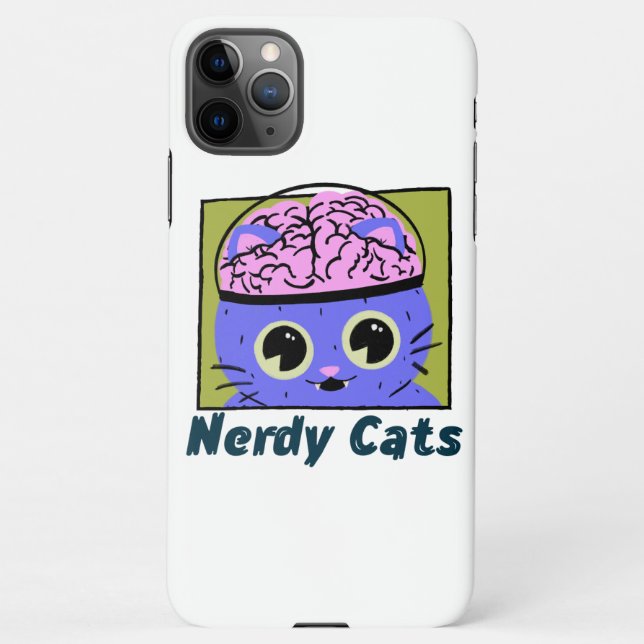Capa Para iPhone Nerdy Cats, Design do cérebro (Verso)