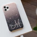 Capa Para iPhone Nome de cintilações preto e rosa modernos<br><div class="desc">Nome de cintilações preto e rosa modernos</div>