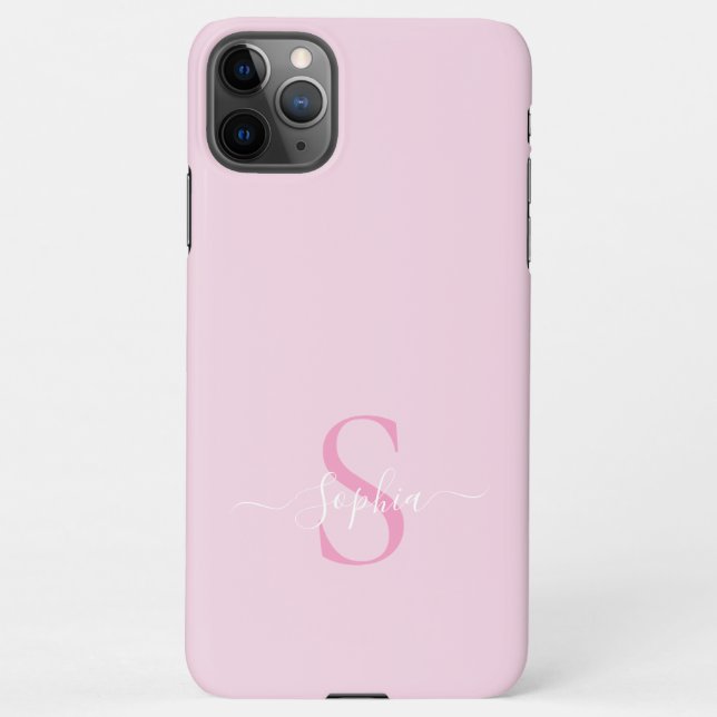 Capa Para iPhone Nome do Script de Na moda do Modern Pink Girly Mon (Verso)