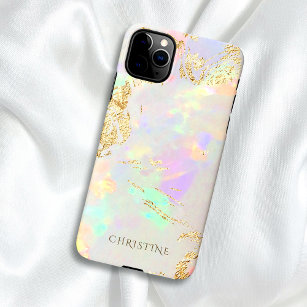Capa Para iPhone nome personalizado design de pedra opal