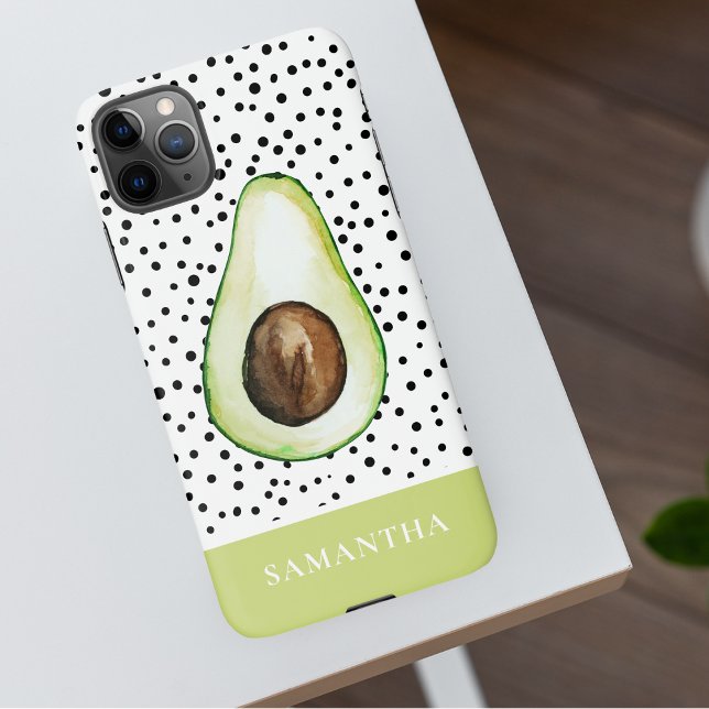 Capa Para iPhone Nome Personalizado do Avocado Verde Moderno (Criador carregado)