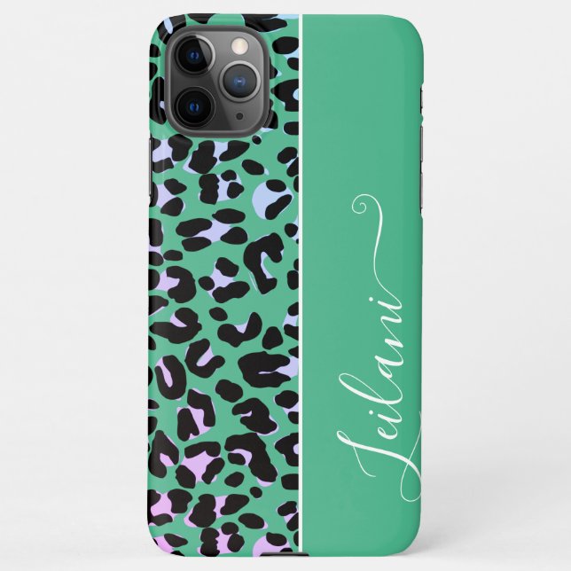 Capa Para iPhone Nome Personalizado do Padrão bonito do Leopardo-Te (Verso)