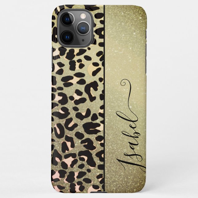 Capa Para iPhone Nome Personalizado do Padrão Leopardo Modestável (Verso)