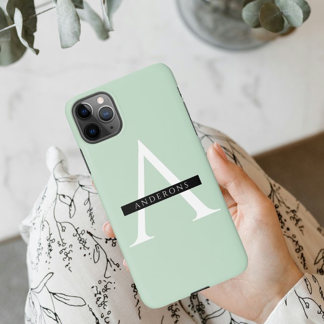 Capa Para iPhone Nome Personalizado Mint Pastel Minimalista (Criador carregado)