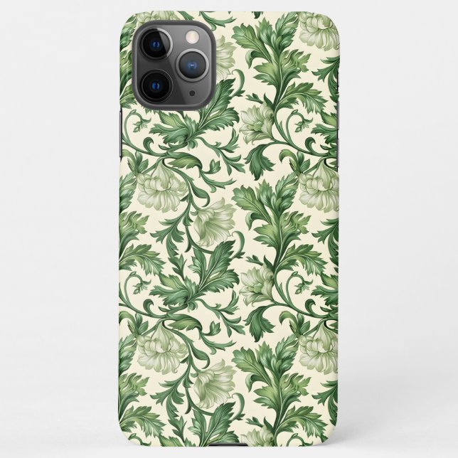 Capa Para iPhone Ornate dark green acanthus leaves pattern (Verso)
