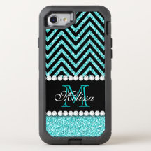 AQUA GLITTER BLACKEVRON MONOGRAMMED
