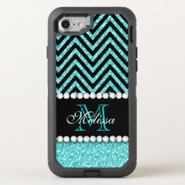 CAPA PARA iPhone 8/7 OtterBox DEFENDER AQUA GLITTER BLACKEVRON MONOGRAMMED