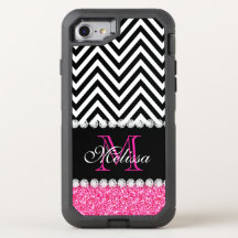 PINK GLITTER PRETO CHEVRON MONOGRAMMED