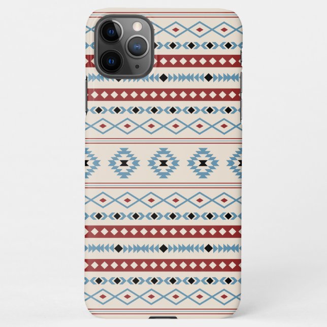 Capa Para iPhone Padrão Aztec Blue Black Cream Mixed Motifs (Verso)
